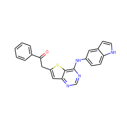 O=C(Cc1cc2ncnc(Nc3ccc4[nH]ccc4c3)c2s1)c1ccccc1 ZINC000100981246