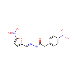 O=C(Cc1ccc([N+](=O)[O-])cc1)N/N=C/c1ccc([N+](=O)[O-])o1 ZINC000005569639