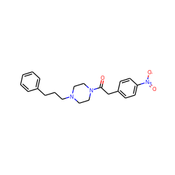 O=C(Cc1ccc([N+](=O)[O-])cc1)N1CCN(CCCc2ccccc2)CC1 ZINC000013782168