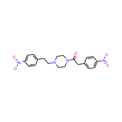 O=C(Cc1ccc([N+](=O)[O-])cc1)N1CCN(CCc2ccc([N+](=O)[O-])cc2)CC1 ZINC000096286281