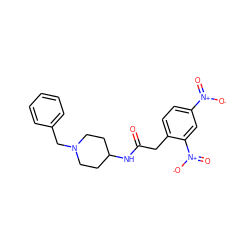 O=C(Cc1ccc([N+](=O)[O-])cc1[N+](=O)[O-])NC1CCN(Cc2ccccc2)CC1 ZINC000013779911