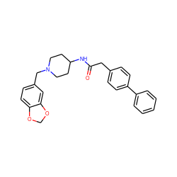 O=C(Cc1ccc(-c2ccccc2)cc1)NC1CCN(Cc2ccc3c(c2)OCO3)CC1 ZINC000028393993