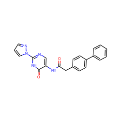 O=C(Cc1ccc(-c2ccccc2)cc1)Nc1cnc(-n2cccn2)[nH]c1=O ZINC000167646922