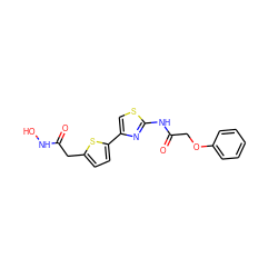 O=C(Cc1ccc(-c2csc(NC(=O)COc3ccccc3)n2)s1)NO ZINC000029131912