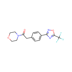 O=C(Cc1ccc(-c2noc(C(F)(F)F)n2)cc1)N1CCOCC1 ZINC000142884691