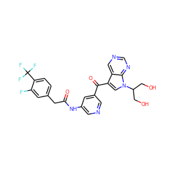 O=C(Cc1ccc(C(F)(F)F)c(F)c1)Nc1cncc(C(=O)c2cn(C(CO)CO)c3ncncc23)c1 ZINC000169707834