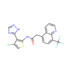 O=C(Cc1ccc(C(F)(F)F)c2ncccc12)Nc1scc(Cl)c1-c1ncn[nH]1 ZINC000072179065