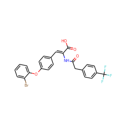 O=C(Cc1ccc(C(F)(F)F)cc1)N/C(=C\c1ccc(Oc2ccccc2Br)cc1)C(=O)O ZINC000028476766