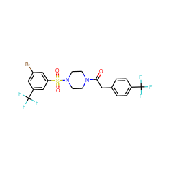 O=C(Cc1ccc(C(F)(F)F)cc1)N1CCN(S(=O)(=O)c2cc(Br)cc(C(F)(F)F)c2)CC1 ZINC000044430549