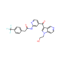 O=C(Cc1ccc(C(F)(F)F)cc1)Nc1cc(C(=O)c2cn(CCO)c3ccncc23)ccn1 ZINC001772614980