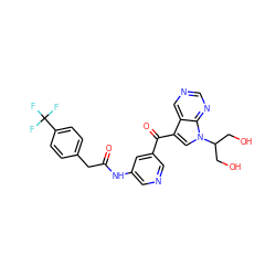 O=C(Cc1ccc(C(F)(F)F)cc1)Nc1cncc(C(=O)c2cn(C(CO)CO)c3ncncc23)c1 ZINC000169707830