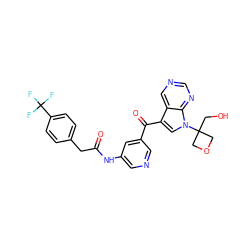 O=C(Cc1ccc(C(F)(F)F)cc1)Nc1cncc(C(=O)c2cn(C3(CO)COC3)c3ncncc23)c1 ZINC000169707854