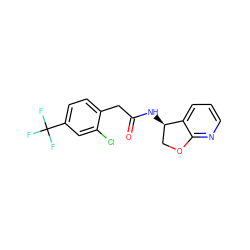 O=C(Cc1ccc(C(F)(F)F)cc1Cl)N[C@@H]1COc2ncccc21 ZINC000146635925