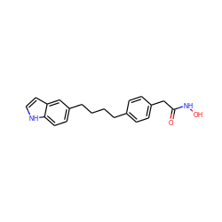 O=C(Cc1ccc(CCCCc2ccc3[nH]ccc3c2)cc1)NO ZINC000140689739