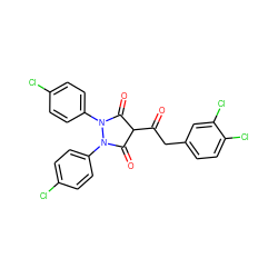 O=C(Cc1ccc(Cl)c(Cl)c1)C1C(=O)N(c2ccc(Cl)cc2)N(c2ccc(Cl)cc2)C1=O ZINC000101060743