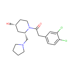O=C(Cc1ccc(Cl)c(Cl)c1)N1CC[C@@H](O)C[C@H]1CN1CCCC1 ZINC000013449246