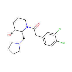 O=C(Cc1ccc(Cl)c(Cl)c1)N1CCC[C@@H](O)[C@H]1CN1CCCC1 ZINC000013449281