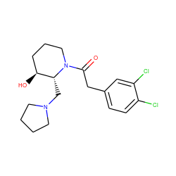 O=C(Cc1ccc(Cl)c(Cl)c1)N1CCC[C@H](O)[C@H]1CN1CCCC1 ZINC000013449284