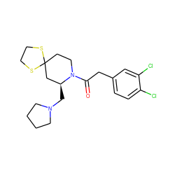 O=C(Cc1ccc(Cl)c(Cl)c1)N1CCC2(C[C@@H]1CN1CCCC1)SCCS2 ZINC000013449252