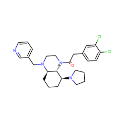 O=C(Cc1ccc(Cl)c(Cl)c1)N1CCN(Cc2cccnc2)[C@@H]2CCC[C@H](N3CCCC3)[C@H]21 ZINC000144189473