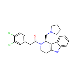 O=C(Cc1ccc(Cl)c(Cl)c1)N1CCc2[nH]c3ccccc3c2[C@@H]1CN1CCCC1 ZINC000013823975