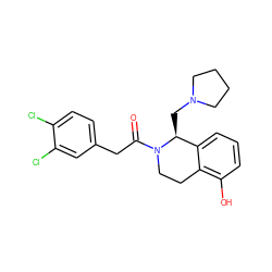 O=C(Cc1ccc(Cl)c(Cl)c1)N1CCc2c(O)cccc2[C@@H]1CN1CCCC1 ZINC000003795699