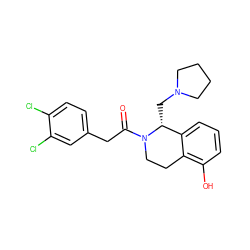 O=C(Cc1ccc(Cl)c(Cl)c1)N1CCc2c(O)cccc2[C@H]1CN1CCCC1 ZINC000013726249