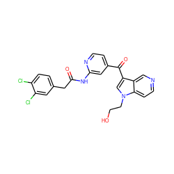 O=C(Cc1ccc(Cl)c(Cl)c1)Nc1cc(C(=O)c2cn(CCO)c3ccncc23)ccn1 ZINC001772589122