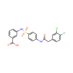 O=C(Cc1ccc(Cl)c(Cl)c1)Nc1ccc(S(=O)(=O)Nc2cccc(C(=O)O)c2)cc1 ZINC000103250362