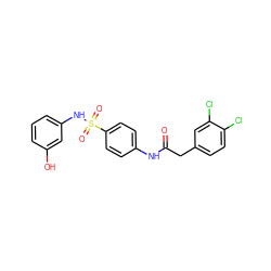 O=C(Cc1ccc(Cl)c(Cl)c1)Nc1ccc(S(=O)(=O)Nc2cccc(O)c2)cc1 ZINC000103250376