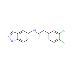 O=C(Cc1ccc(Cl)c(Cl)c1)Nc1ccc2[nH]ncc2c1 ZINC000020435750