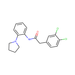 O=C(Cc1ccc(Cl)c(Cl)c1)Nc1ccccc1N1CCCC1 ZINC000005089920