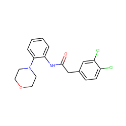 O=C(Cc1ccc(Cl)c(Cl)c1)Nc1ccccc1N1CCOCC1 ZINC000003560453