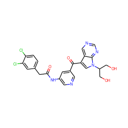 O=C(Cc1ccc(Cl)c(Cl)c1)Nc1cncc(C(=O)c2cn(C(CO)CO)c3ncncc23)c1 ZINC000169707833