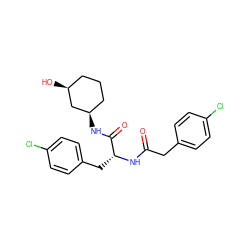 O=C(Cc1ccc(Cl)cc1)N[C@H](Cc1ccc(Cl)cc1)C(=O)N[C@@H]1CCC[C@H](O)C1 ZINC000072177328