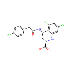 O=C(Cc1ccc(Cl)cc1)N[C@H]1C[C@H](C(=O)O)Nc2cc(Cl)cc(Cl)c21 ZINC000013455283