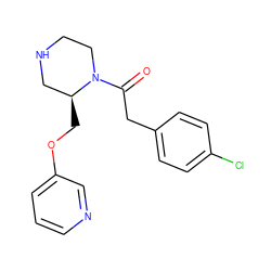 O=C(Cc1ccc(Cl)cc1)N1CCNC[C@@H]1COc1cccnc1 ZINC000114580326