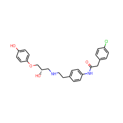 O=C(Cc1ccc(Cl)cc1)Nc1ccc(CCNC[C@H](O)COc2ccc(O)cc2)cc1 ZINC000043120550