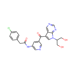 O=C(Cc1ccc(Cl)cc1)Nc1cncc(C(=O)c2cn(C(CO)CO)c3ncncc23)c1 ZINC000169707827