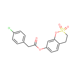 O=C(Cc1ccc(Cl)cc1)Oc1ccc2c(c1)OS(=O)(=O)CC2 ZINC000096914372