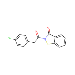 O=C(Cc1ccc(Cl)cc1)n1sc2ccccc2c1=O ZINC000299827189