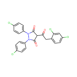 O=C(Cc1ccc(Cl)cc1Cl)C1C(=O)N(c2ccc(Cl)cc2)N(c2ccc(Cl)cc2)C1=O ZINC000101065989