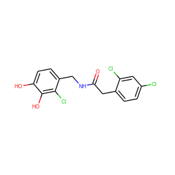 O=C(Cc1ccc(Cl)cc1Cl)NCc1ccc(O)c(O)c1Cl ZINC000473249640