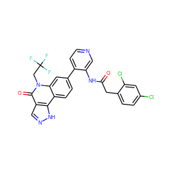 O=C(Cc1ccc(Cl)cc1Cl)Nc1cnccc1-c1ccc2c3[nH]ncc3c(=O)n(CC(F)(F)F)c2c1 ZINC000220098345