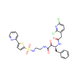 O=C(Cc1ccc(Cl)nc1Cl)N[C@@H](Cc1ccccc1)C(=O)C(=O)NCCNS(=O)(=O)c1ccc(-c2ccccn2)s1 ZINC000026467355