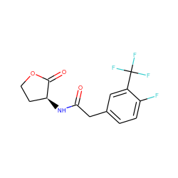 O=C(Cc1ccc(F)c(C(F)(F)F)c1)N[C@H]1CCOC1=O ZINC000040847352