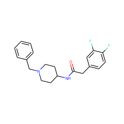 O=C(Cc1ccc(F)c(F)c1)NC1CCN(Cc2ccccc2)CC1 ZINC000013779905