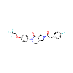 O=C(Cc1ccc(F)cc1)N1C[C@H]2CCN(c3ccc(OCC(F)(F)F)cc3)C(=O)[C@H]2C1 ZINC000096169515