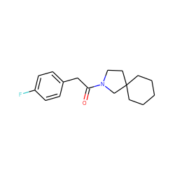 O=C(Cc1ccc(F)cc1)N1CCC2(CCCCC2)C1 ZINC000043059638