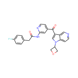 O=C(Cc1ccc(F)cc1)Nc1cc(C(=O)c2cn(C3COC3)c3ccncc23)ccn1 ZINC001772654775